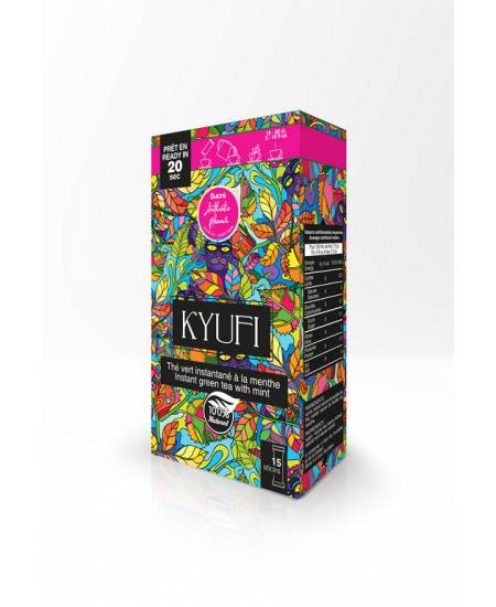 KYUFI Instant Green tee Mint mit zucker  15x7,5g شاي أخضر سريع التحضير من كيوفي بنكهة النعناع